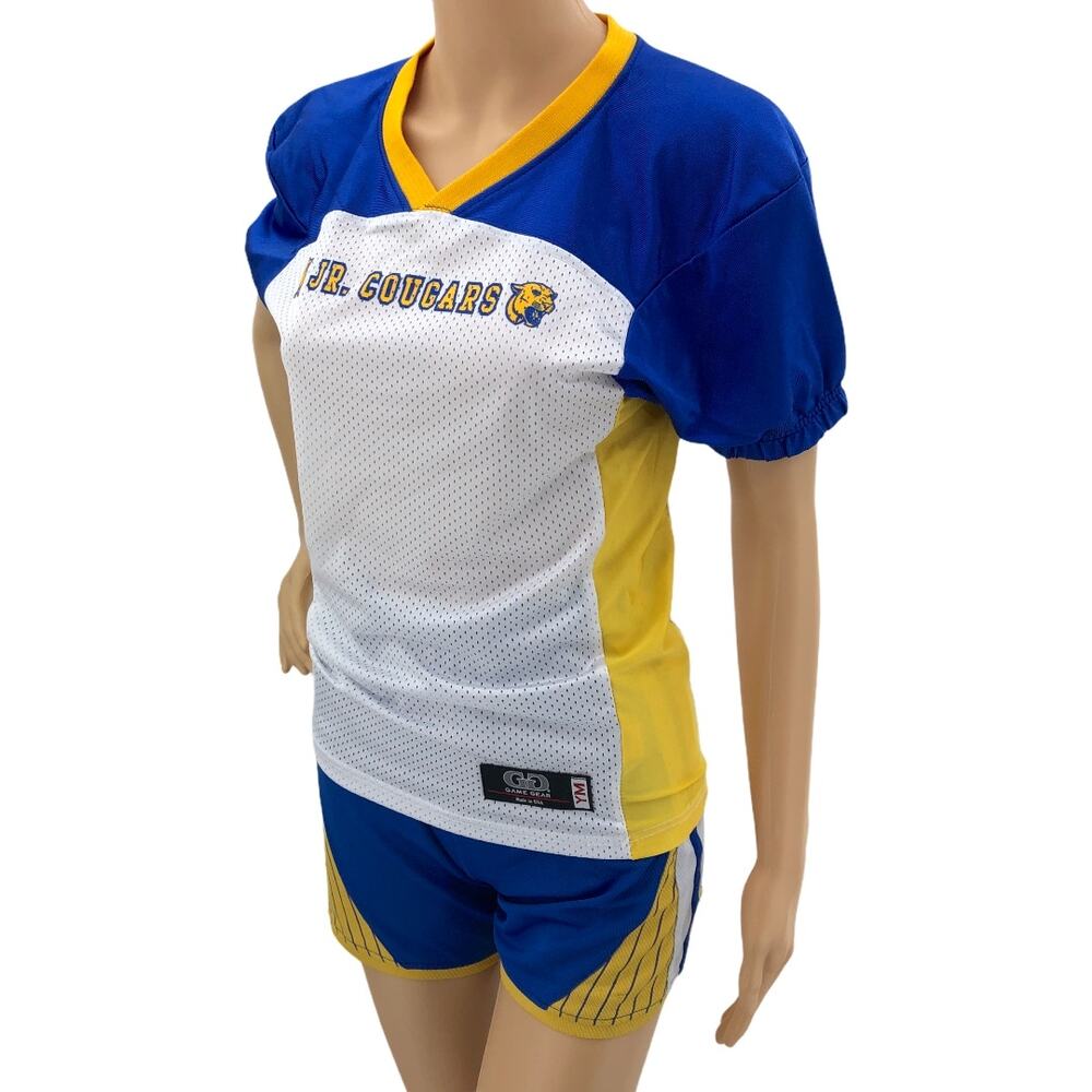 Game Gear XS Blue White VINTAGE Powder Puff Football Jr. Cougars Outfit Set